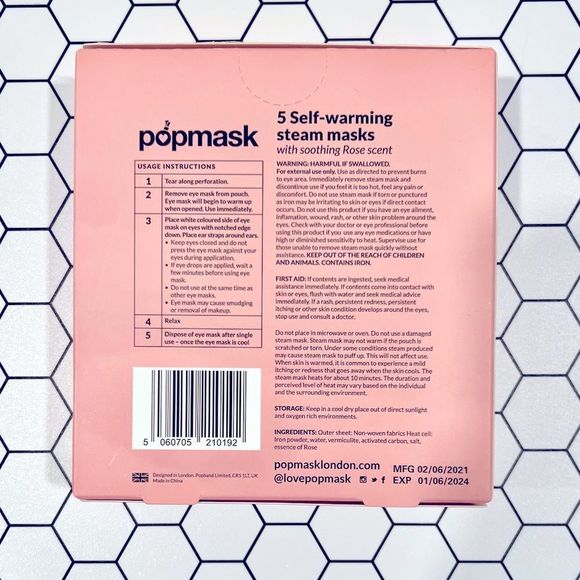 POPMASK LONDON
Sleepover Rose Scented Self-Warming Steam Mask (5 Pack) - Picture 2 of 6
